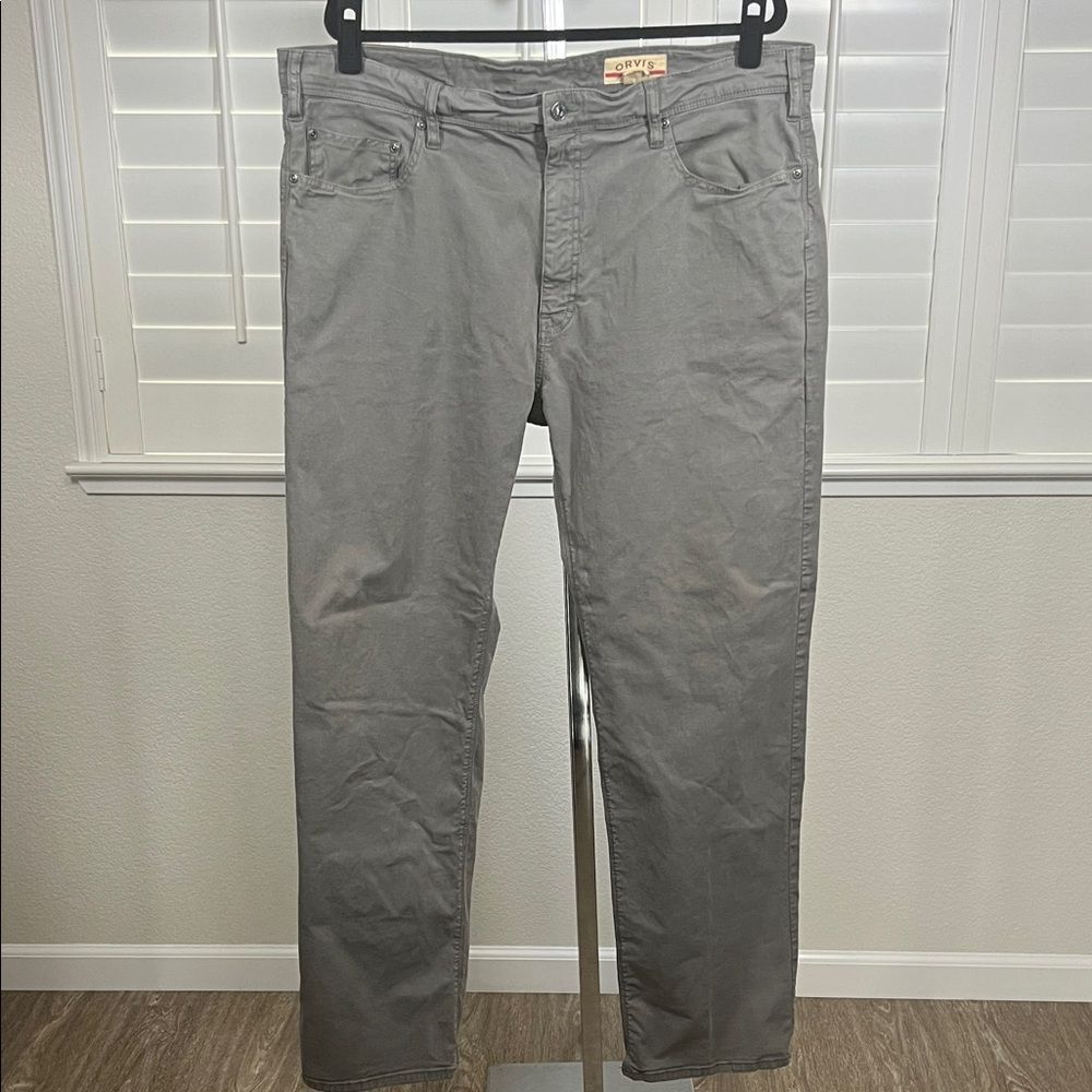 Orvis Men’s 5 Pocket Straight Leg Grey Cotton Pants size 40x32